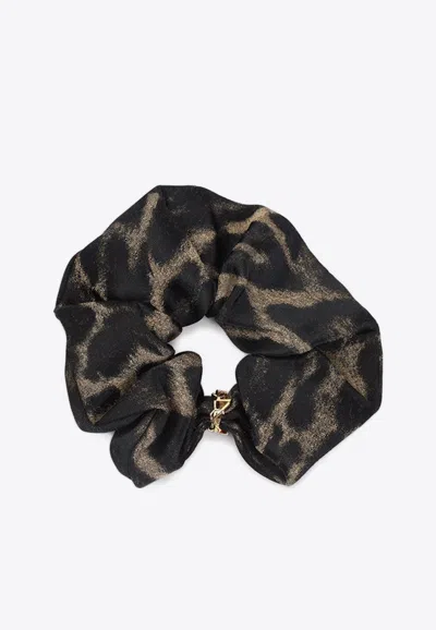 SAINT LAURENT SILK AND CASHMERE SCRUNCHIE WITH CASSANDRE