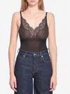 Saint Laurent Laced Tank Top In Ribbed Silk Jersey