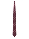 Saint Laurent Silk And Wool Striped Wide Tie In Multi