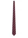 Saint Laurent Silk And Wool Striped Wide Tie In Multi