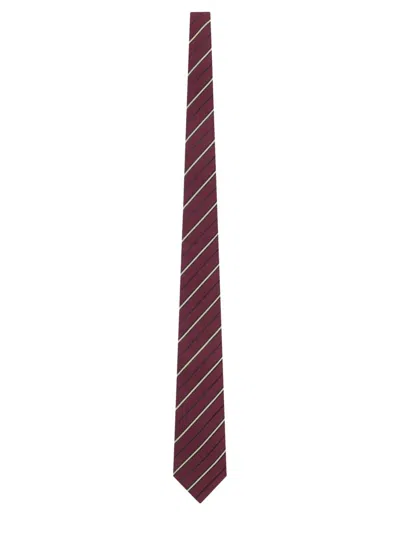 SAINT LAURENT SAINT LAURENT SILK AND WOOL STRIPED WIDE TIE