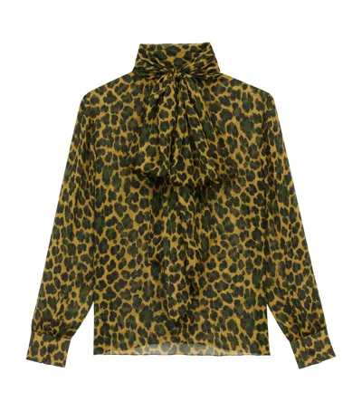 SAINT LAURENT SILK ANIMAL PRINT BLOUSE