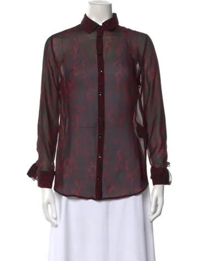 Pre-owned Saint Laurent Silk Animal Print Blouse In Black