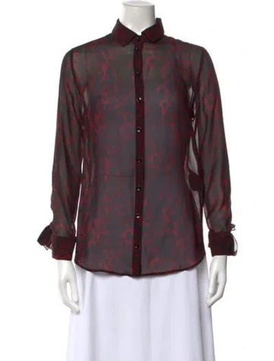 Pre-owned Saint Laurent Silk Animal Print Blouse In Black