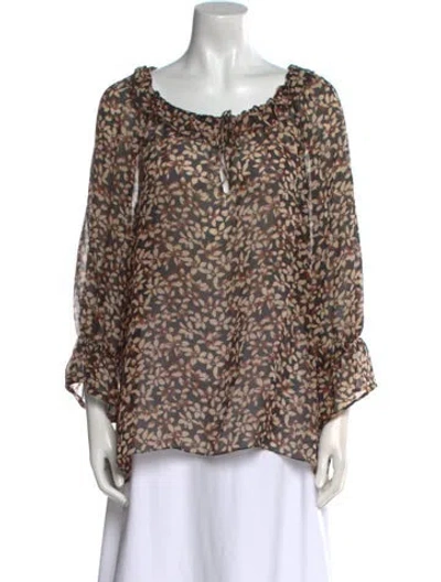 Pre-owned Saint Laurent Silk Animal Print Blouse In Brown