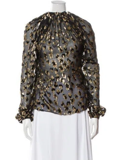 Pre-owned Saint Laurent Silk Animal Print Blouse In Multicolor