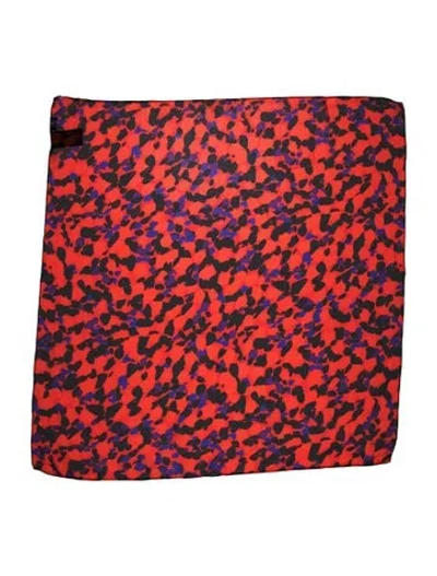 Pre-owned Saint Laurent Silk Animal Print Scarf W/ Tags In Orange