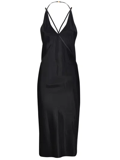 Saint Laurent Silk Backless Slip Dress In Black