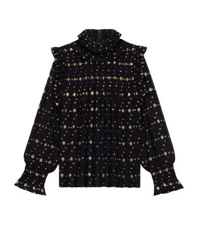 Saint Laurent Silk-blend Blouse In Black