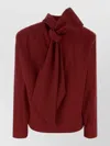 Saint Laurent Silk Blend Blouse With Bow Detail And Long Sleeves In Red
