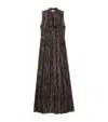 Saint Laurent Pleated Tiered Paisley-print Metallic Silk-blend Georgette Maxi Dress In Black