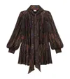 Saint Laurent Silk-blend Patterned Mini Dress In Black