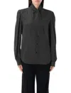Saint Laurent Silk Pois Shirt For Women In Black