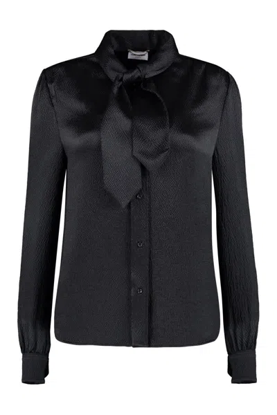 Saint Laurent Silk Blouse In Black