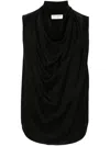 Saint Laurent Silk Sleeveless Top With In Black