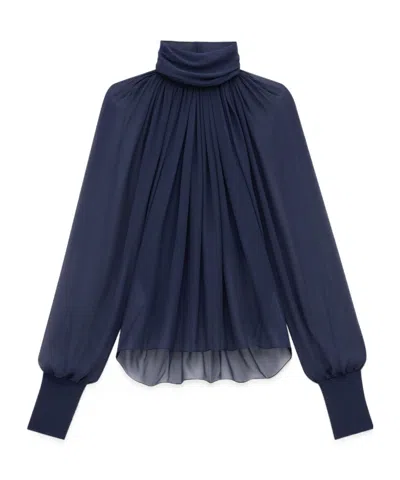 SAINT LAURENT SAINT LAURENT TURTLENECK FLARE DETAILED BLOUSE