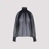 Saint Laurent Sheer Silk Blouse In Midnight Blue