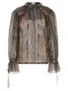 Saint Laurent Paisley Button Down Sheer Blouse In Multicolor