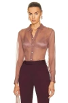 Saint Laurent Silk Shirt In Rose Des Bois