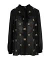 Saint Laurent Silk Blouse With Logo In Black