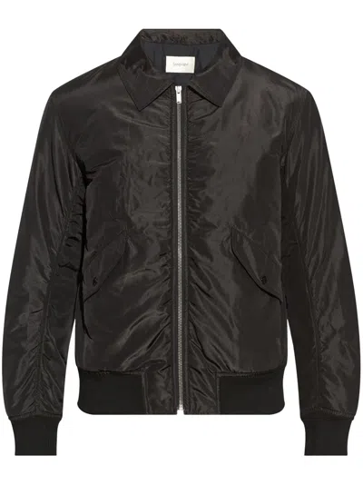 Saint Laurent Silk Bomber Jacket In Black