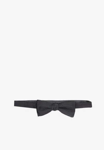 Saint Laurent Silk Bow Tie In Black