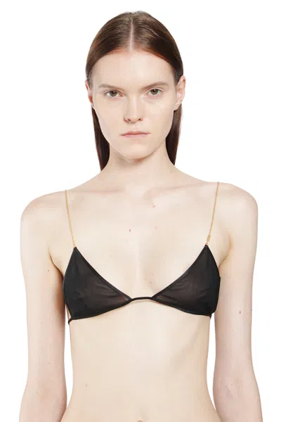 Saint Laurent Silk Bra In Black