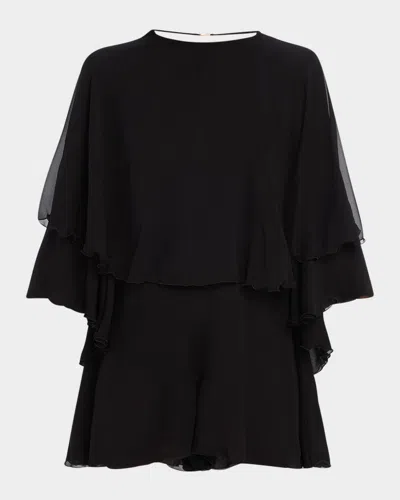 SAINT LAURENT SILK CAPE ROMPER