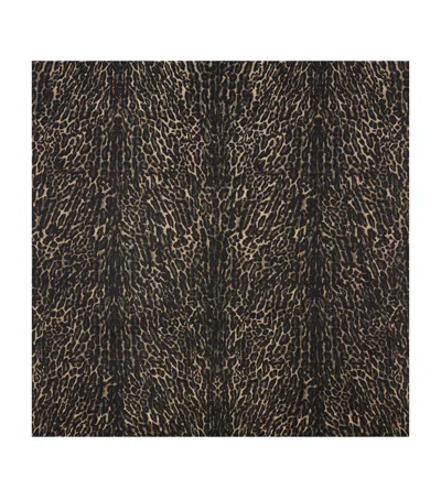 Saint Laurent Silk-cashmere Leopard Print Square Scarf In Brown