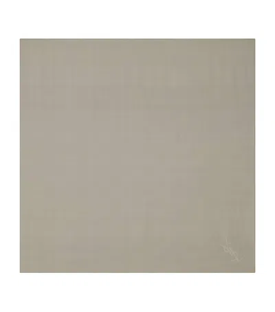Saint Laurent Silk Cassandre Scarf In Beige