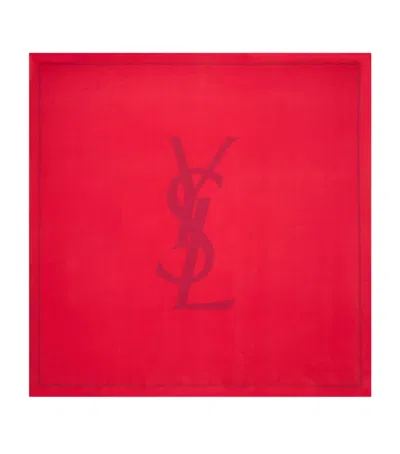 Saint Laurent Silk Cassandre Scarf In Pink