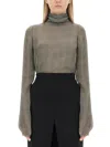 Saint Laurent Women's Silk Charmeuse Turtleneck Blouse Sweater