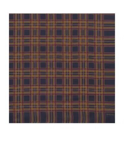 Saint Laurent Silk Check Grand Carre Scarf In Brown
