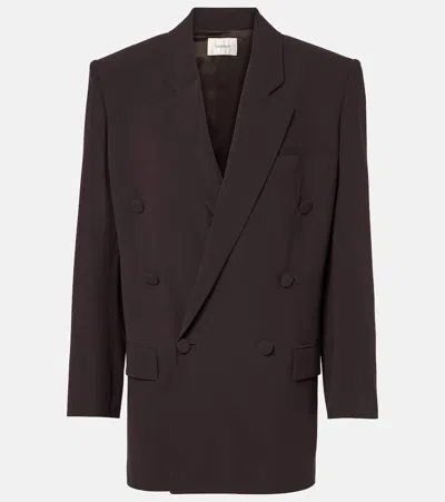 Saint Laurent Silk Crêpe Blazer In Beige