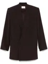 Saint Laurent Silk Crepe Blazer In Brown