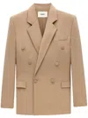 Saint Laurent Silk Crepe Blazer In Neutral
