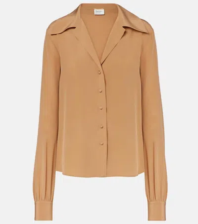 Saint Laurent Silk Crêpe De Chine Blouse In Beige