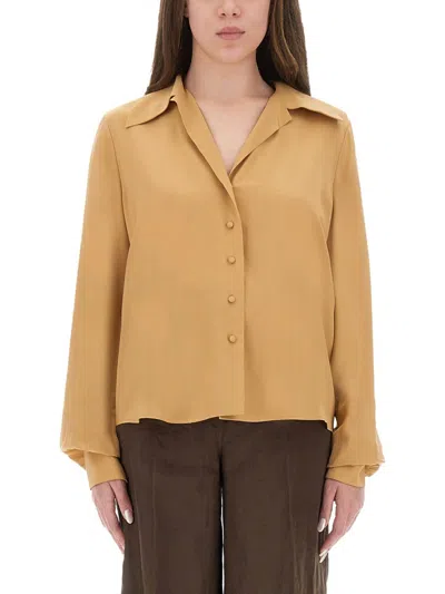 Saint Laurent Silk Crepe De Chine Blouse In Neutral