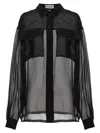 Saint Laurent Silk Crepe Muslin Shirt In Black