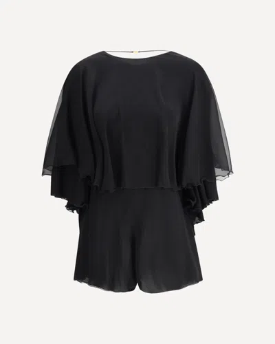 Saint Laurent Silk Crepe Playsuit In Black