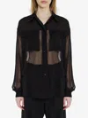 Saint Laurent Silk Chiffon Collared Shirt In Black