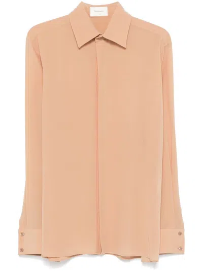 Saint Laurent Silk Crepe Shirt In Neutrals