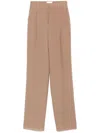 Saint Laurent Silk Crepe Trousers In Nude