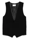 Saint Laurent Silk Crepe Waistcoat In Black