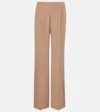 Saint Laurent Silk Crepe Trousers In Brown