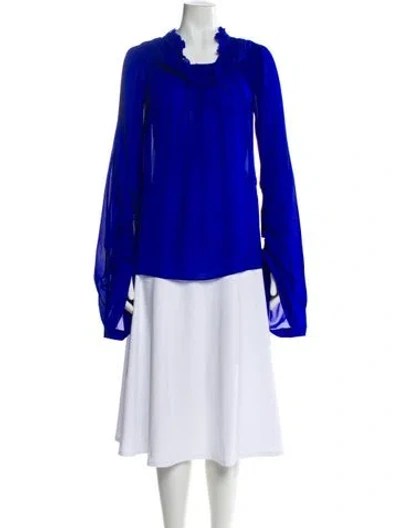 Pre-owned Saint Laurent Silk Crew Neck Blouse In Blue