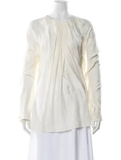 Pre-owned Saint Laurent Silk Crew Neck Blouse In White