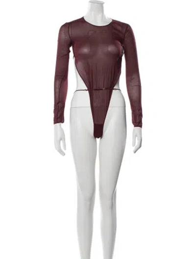 Pre-owned Saint Laurent Silk Crew Neck Bodysuit In Burgundy