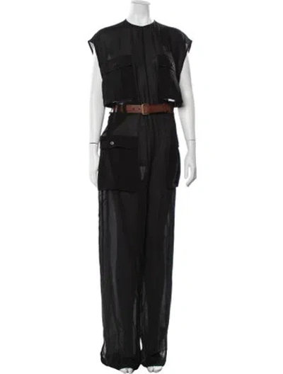 Pre-owned Saint Laurent Silk Crew Neck Jumpsuit In Black