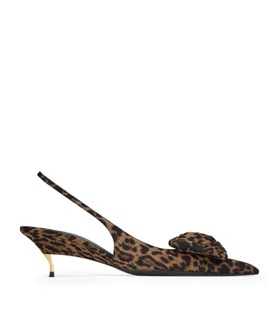 Saint Laurent Silk Dakota Kitten Heels In Brown